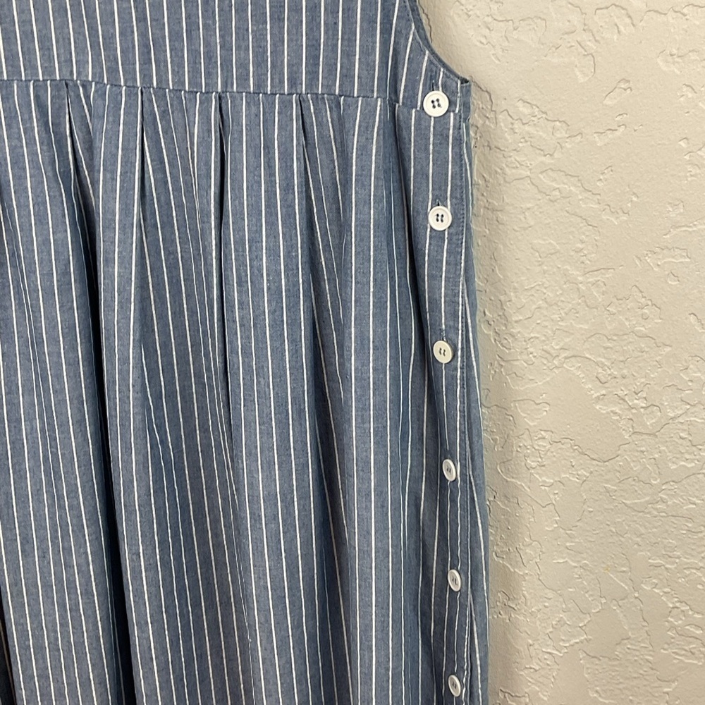 Mizz Lizz Blue Denim White Striped Sleeveless Dress Jumper Size 9/10 - Picture 4 of 6